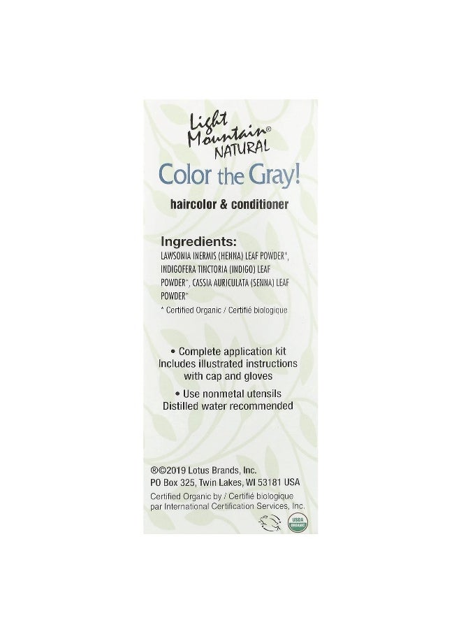 Light Mountain, Color the Gray!, Natural Hair Color & Conditioner, Dark Brown, 7 oz (198 g)