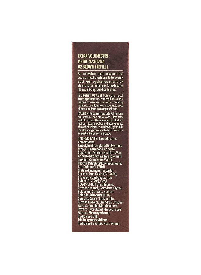 Neogen, Extra Volumecurl Metal Maxicara Refill, 02 Brown, 0.13 fl oz (4 ml)