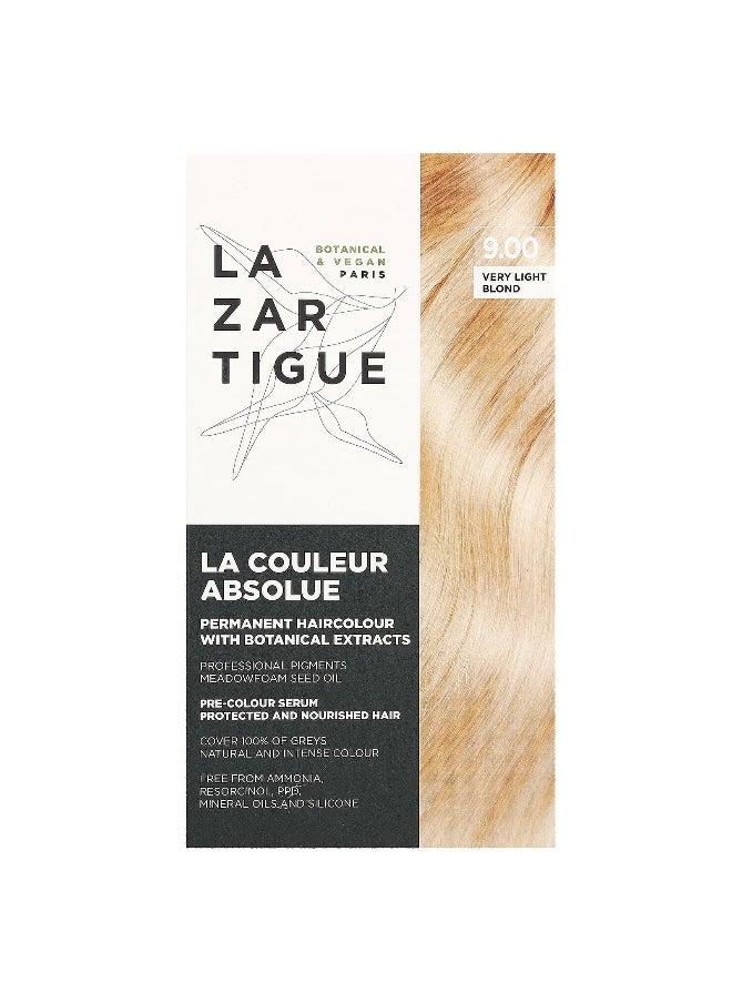 Lazartigue, Permanent Haircolor with Botanical Extracts, 9.00 Very Light Blond, 1 Application