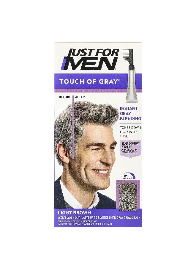 Just for Men, Touch of Gray®, T-25 Light Brown, Single Application Haircolor Kit