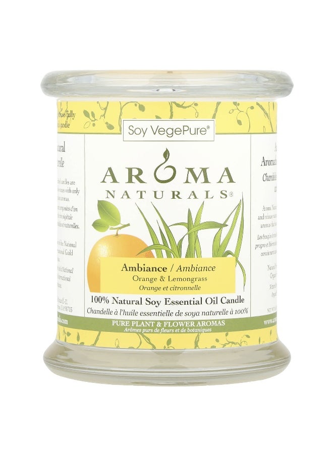 Aroma Naturals, Soy VegePure®, 100% Natural Soy Essential Oil Candle, Ambiance, Orange & Lemongrass, 8.8 oz (260 g)