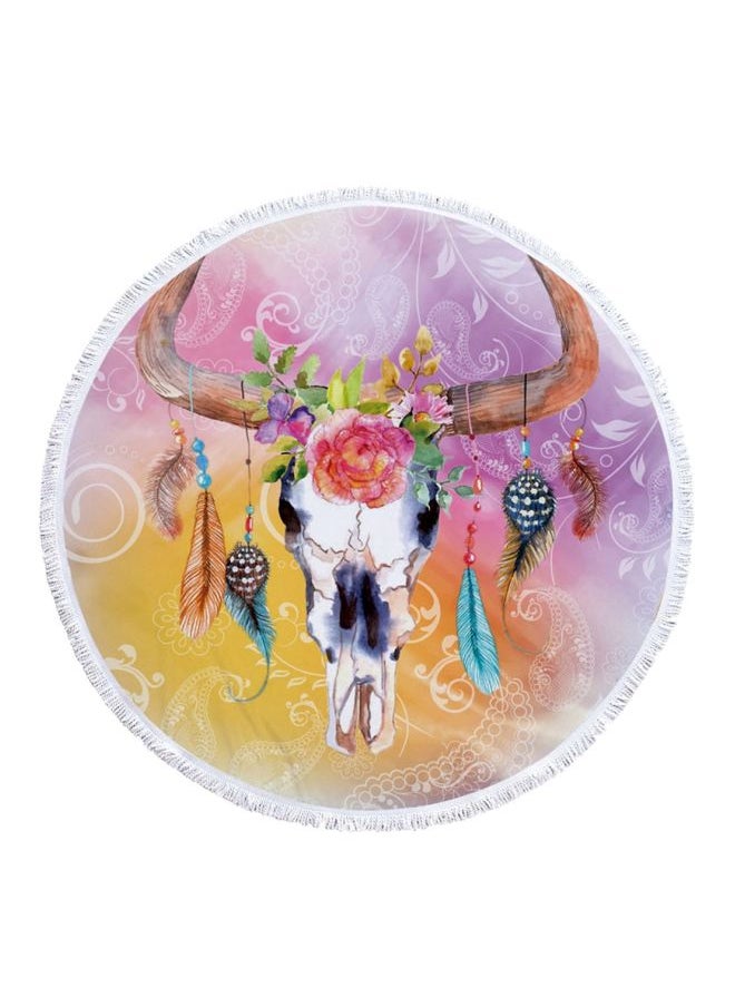 Reindeer Skull Printed Beach Towel Pink/Yellow/Grey 10x10x20cm