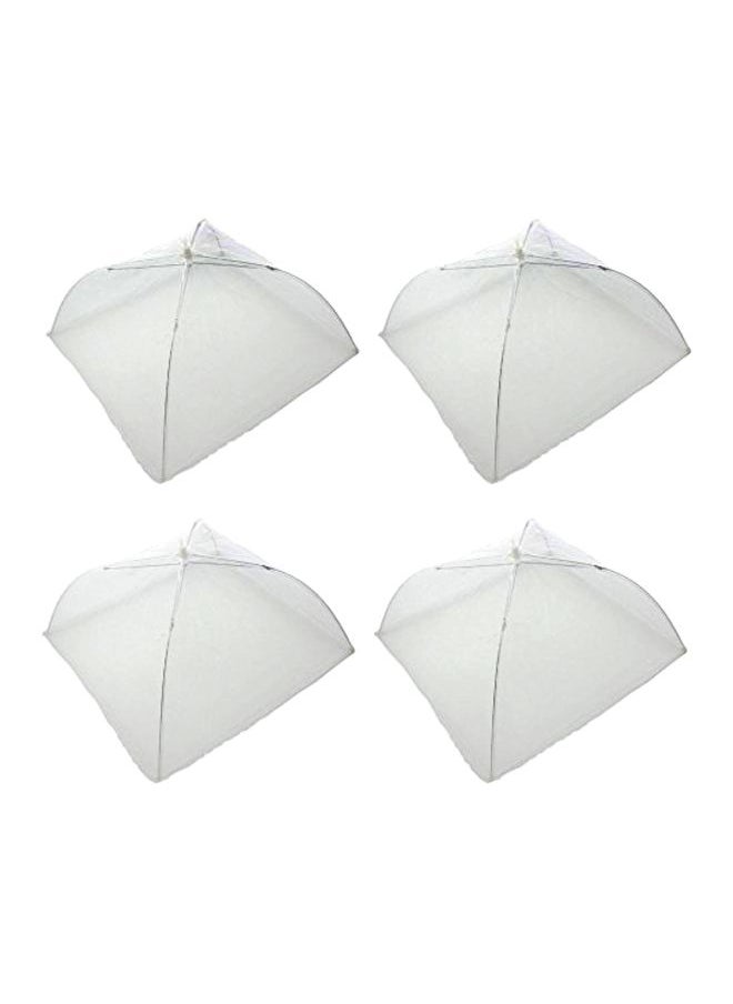 4-Piece Pop-up Mesh Food Cover Tent Set White 17x11x17inch