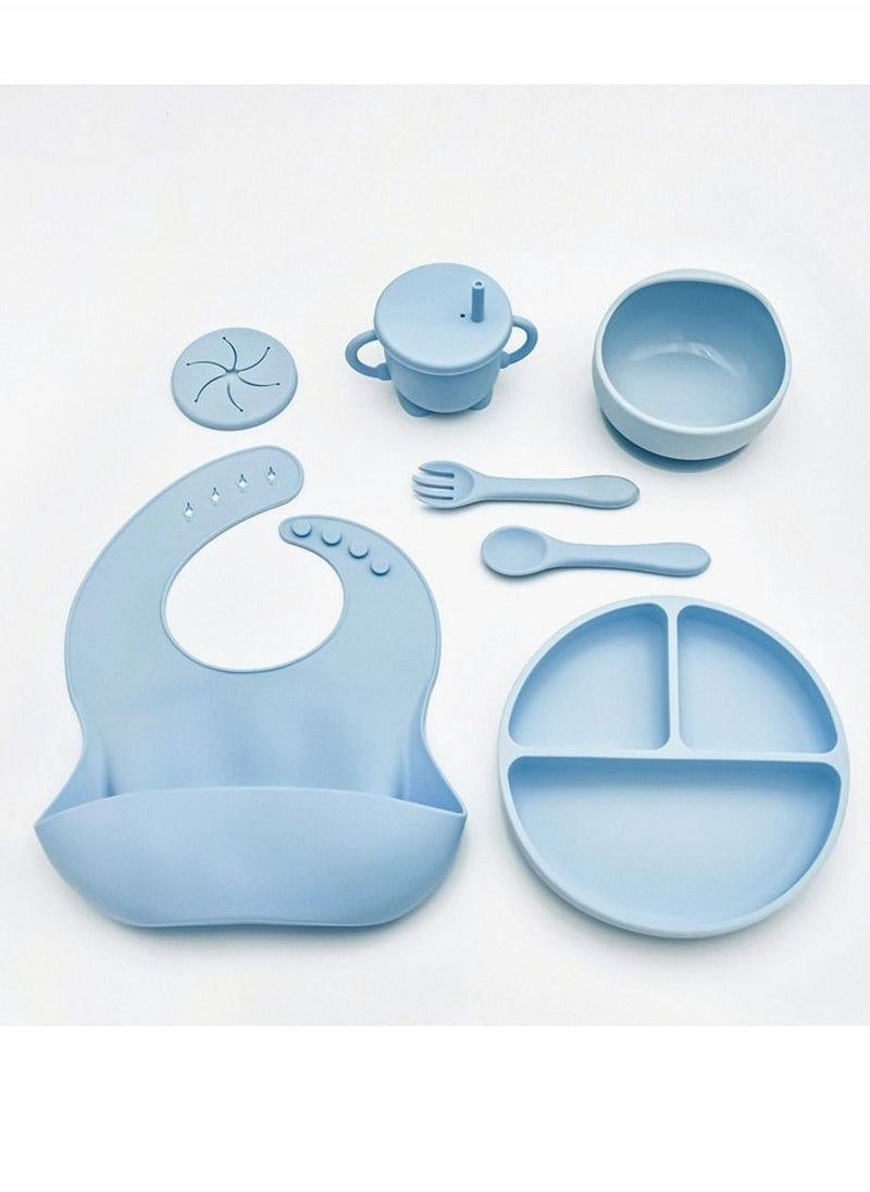 Baby Feeding Set, 9 Pcs Baby Tableware Set, Food grade Silicone Squirrel Baby Cutlery and Plates Set, Non-Slip Infant Dinnerware Set, Baby Self Feeding Utensils