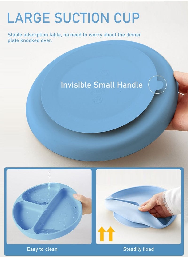 Baby Feeding Set, 9 Pcs Baby Tableware Set, Food grade Silicone Squirrel Baby Cutlery and Plates Set, Non-Slip Infant Dinnerware Set, Baby Self Feeding Utensils