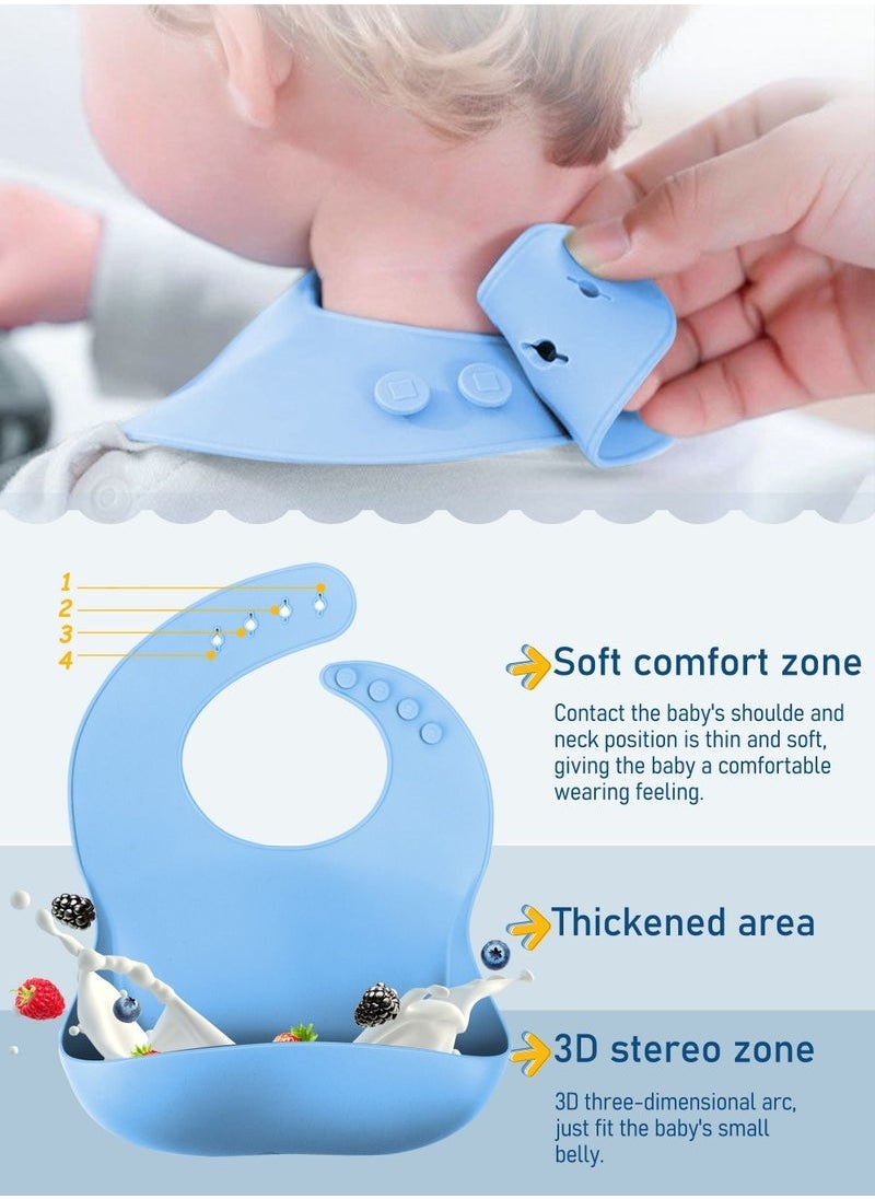 Baby Feeding Set, 9 Pcs Baby Tableware Set, Food grade Silicone Squirrel Baby Cutlery and Plates Set, Non-Slip Infant Dinnerware Set, Baby Self Feeding Utensils