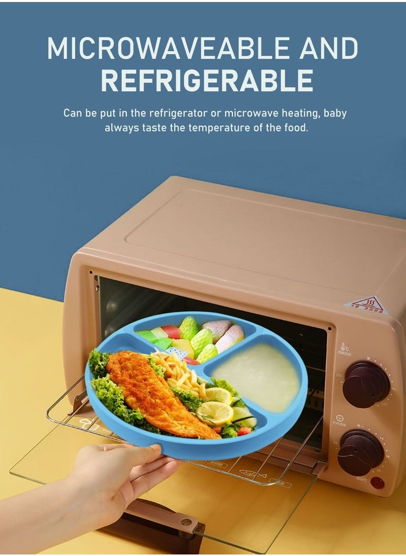 Baby Feeding Set, 9 Pcs Baby Tableware Set, Food grade Silicone Squirrel Baby Cutlery and Plates Set, Non-Slip Infant Dinnerware Set, Baby Self Feeding Utensils