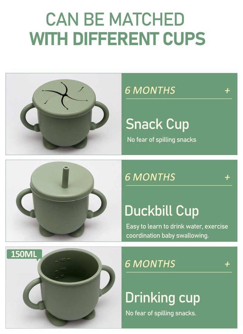 9 Piece Baby Feeding Set Baby Led Weaning Feeding Supplies for Toddlers Suction Silicone Baby Bowl Self Eating Utensils with Spoons, Bibs, Cup and Infant Suction Plate with Lid