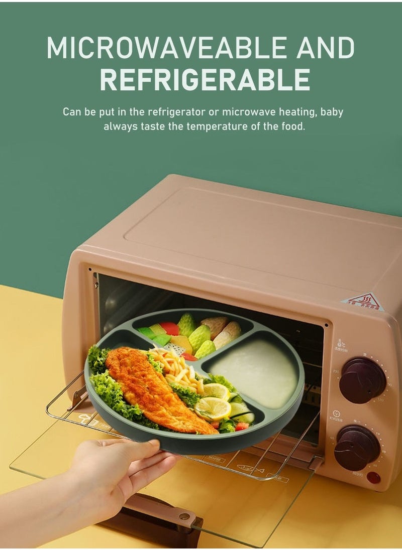 9 Piece Baby Feeding Set Baby Led Weaning Feeding Supplies for Toddlers Suction Silicone Baby Bowl Self Eating Utensils with Spoons, Bibs, Cup and Infant Suction Plate with Lid