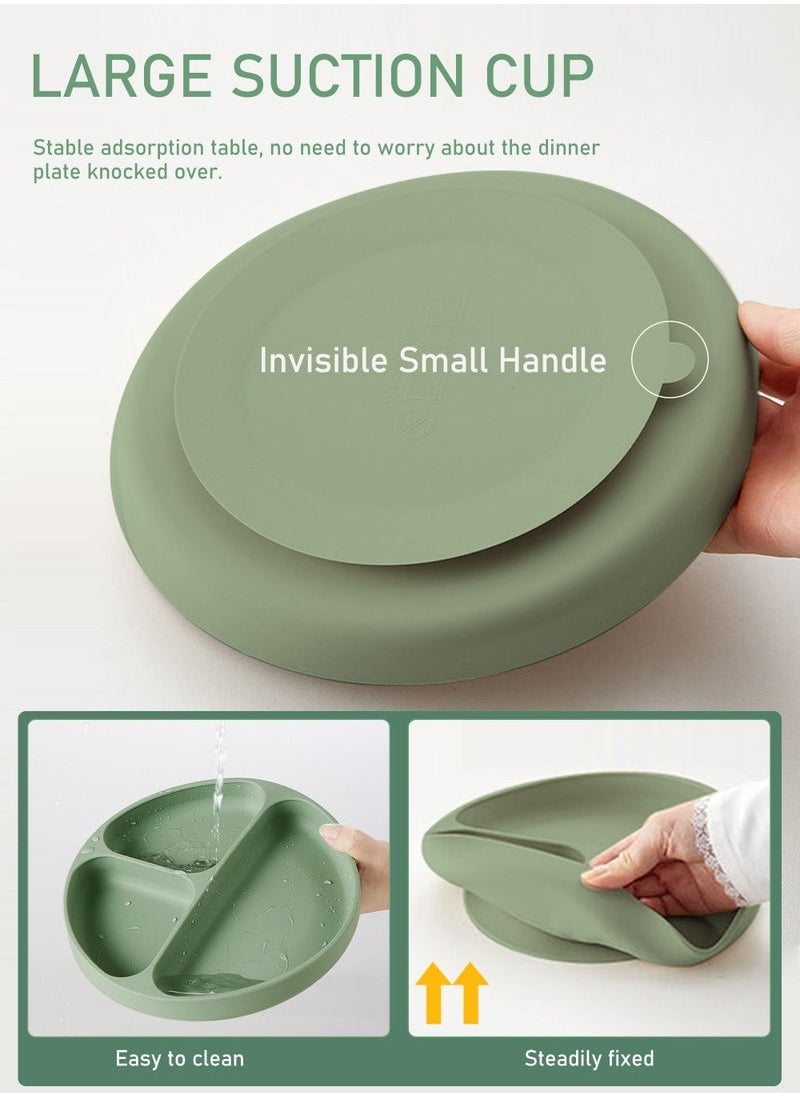 9 Piece Baby Feeding Set Baby Led Weaning Feeding Supplies for Toddlers Suction Silicone Baby Bowl Self Eating Utensils with Spoons, Bibs, Cup and Infant Suction Plate with Lid