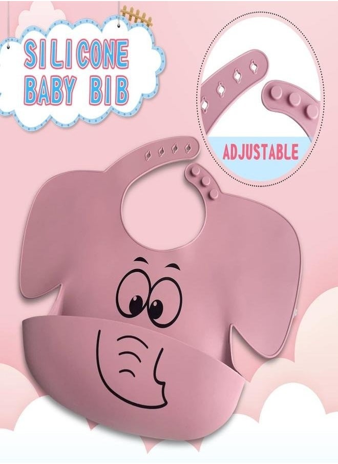 Silicone Baby Feeding Set, 9 Piece Baby Led Weaning Supplies, Baby Toddler Bib Cup Divided Plate and Bowl Self Feeding Spoons Dish Set, Baby Eating Utensils, Toddler Feeding Supplies