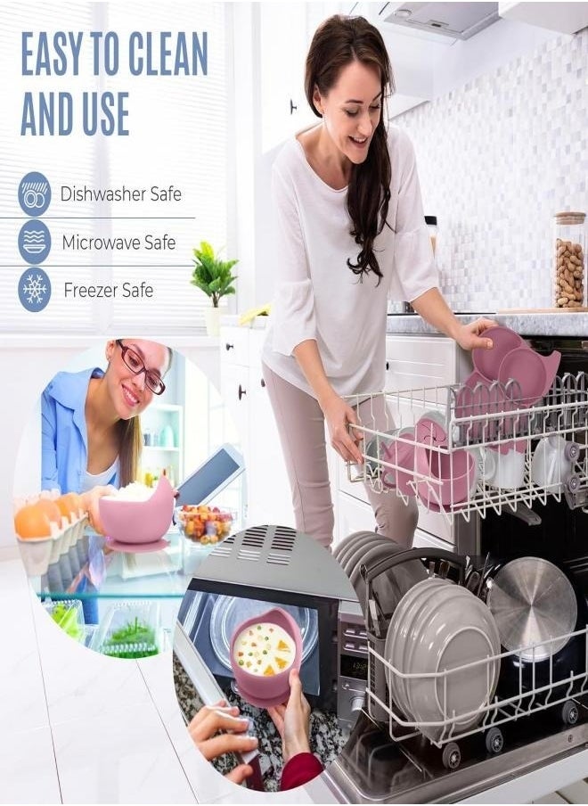 Silicone Baby Feeding Set, 9 Piece Baby Led Weaning Supplies, Baby Toddler Bib Cup Divided Plate and Bowl Self Feeding Spoons Dish Set, Baby Eating Utensils, Toddler Feeding Supplies