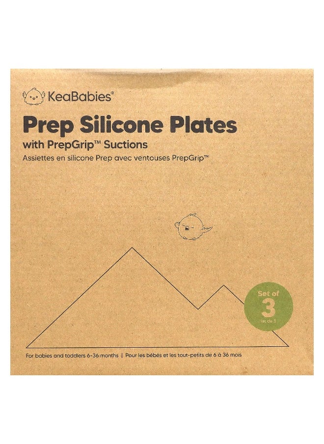 KeaBabies, Prep Silicone Plates with PrepGrip Suctions, 6-36 Months, Valiant , 3 Pack