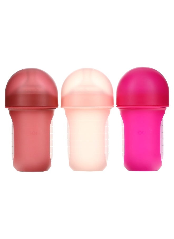 Boon, Nursh, Silicone Pouch Bottle, 3m+, Medium, 3 Bottles, 8 oz (236 ml) Each