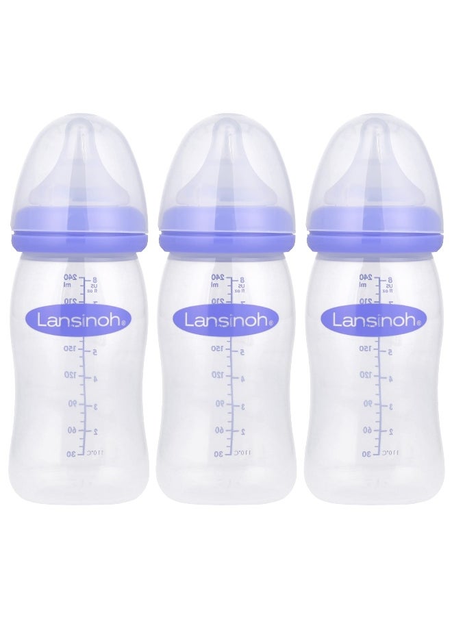 Lansinoh, Breastmilk Feeding Bottles with NaturalWave® Nipple, Medium Flow, 3 Bottles, 8 oz (240 ml) Each