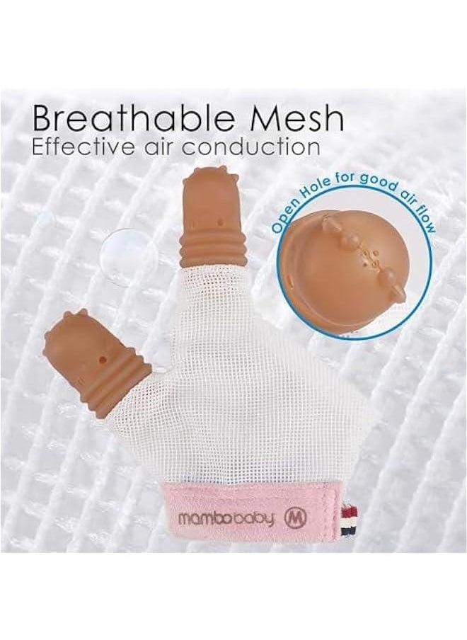 Thumb Sucking Stop for Kids - 1-2 Years Old - Silicone Finger Guard for Thumb Sucking with Breathable Mesh Adjustable Thumb Sucking Treatment Kit for 12 Months, Small, Pink