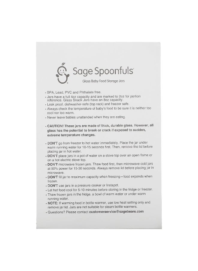 Sage Spoonfuls, Glass Baby Food Storage Jars, 6 Pack