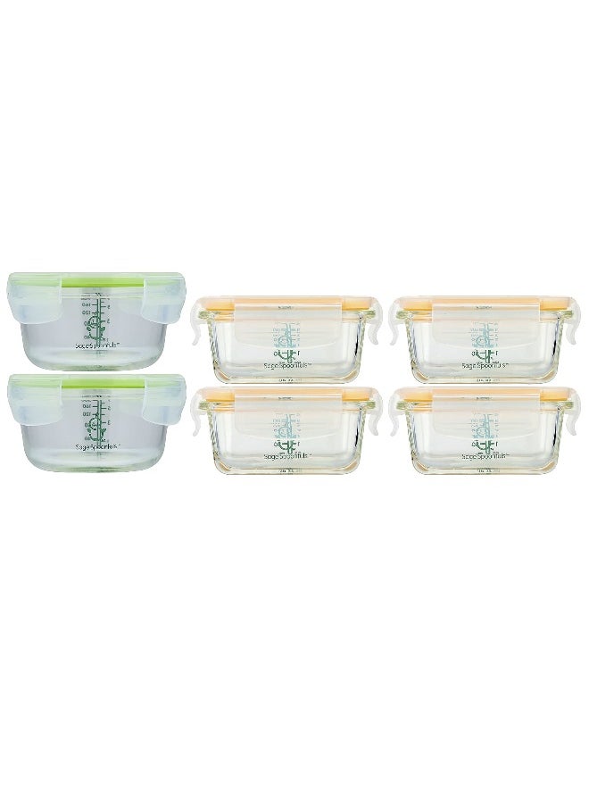 Sage Spoonfuls, Tough Glass Baby Food Jars, Combo Pack, 6 Pack