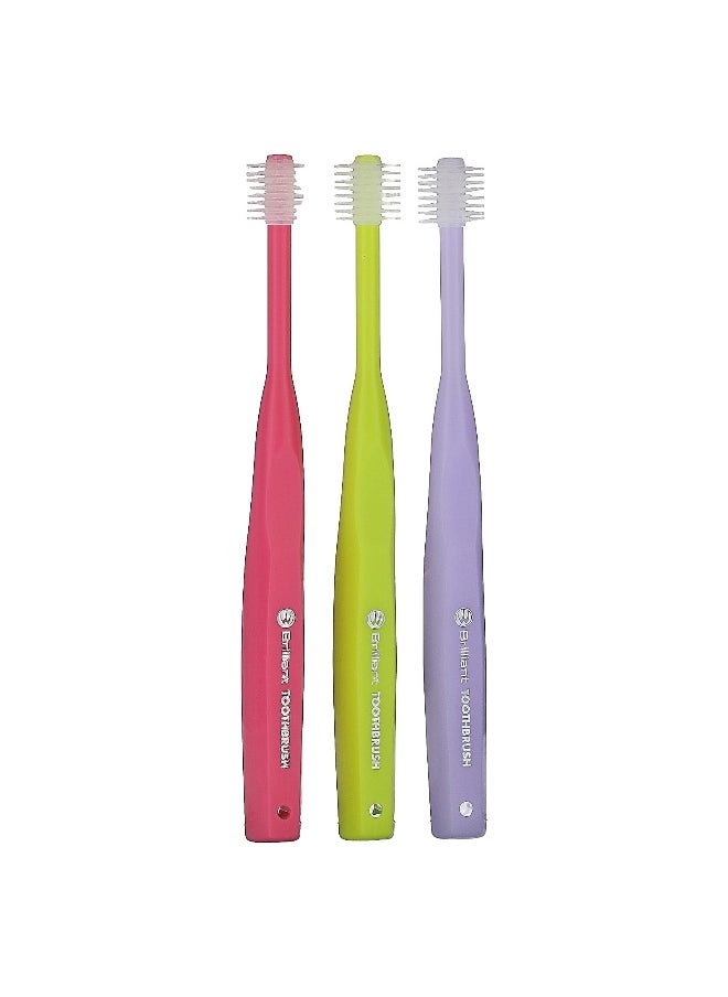 Baby Buddy, Brilliant, Child Toothbrush, 2- 5 Years, Pink, Yellow, Purple, 3 Toothbrushes