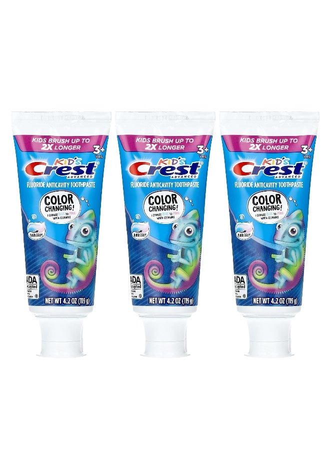 Crest, Kids Advanced, Fluoride Anticavity Toothpaste, 3+ Yrs, Bubblegum, 3 Pack, 4.2 oz (119 g) Each