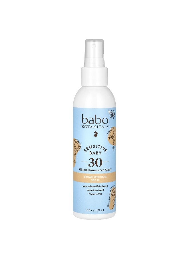Babo Botanicals, Sensitive Baby, Mineral Sunscreen Spray, SPF 30, Fragrance Free, 6 fl oz (177 ml)