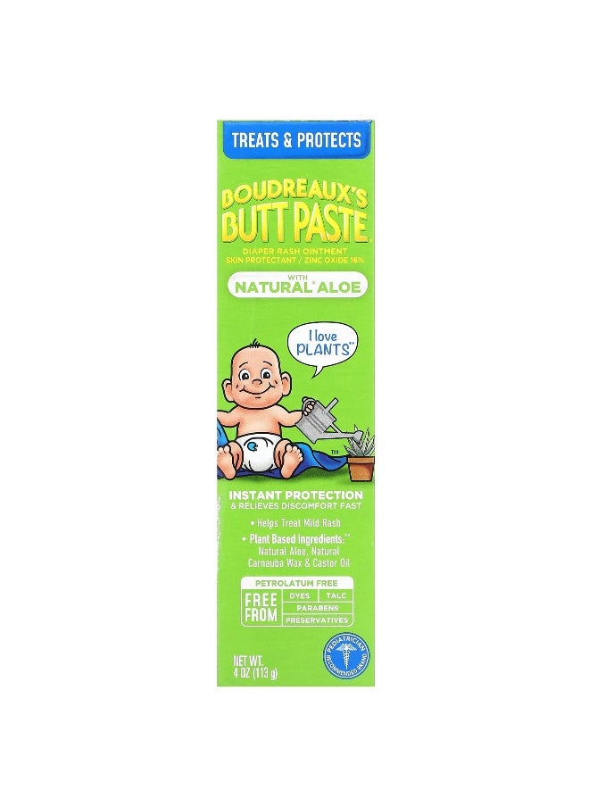 Boudreaux's Butt Paste, Diaper Rash Ointment, With Natural Aloe, 4 oz (113 g)
