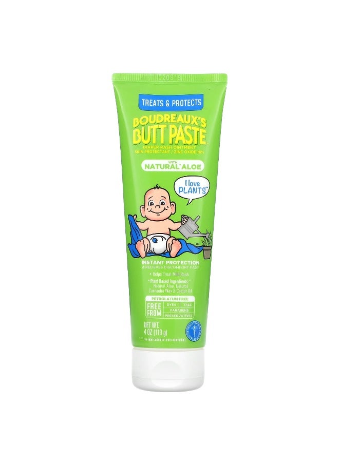 Boudreaux's Butt Paste, Diaper Rash Ointment, With Natural Aloe, 4 oz (113 g)