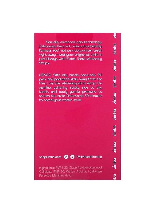 Zimba, Teeth Whitening Strips, Strawberry, 14 Treatments