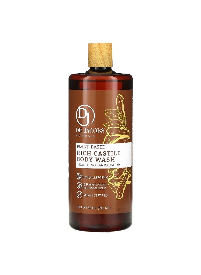 Dr. Jacobs Naturals, Plant-Based Rich Castile Body Wash, Soothing Sandalwood, 32 oz (946 ml)