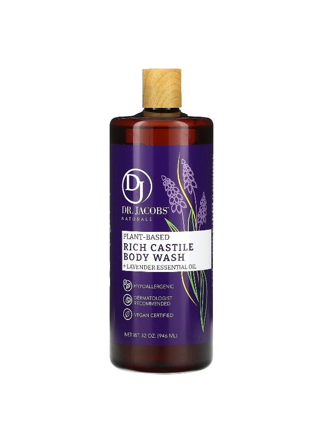 Dr. Jacobs Naturals, Plant-Based Rich Castile Body Wash, Lavender Essential Oil, 32 oz (946 ml)