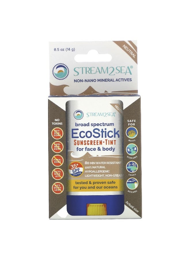 Stream2Sea, EcoStick Sunscreen Tint, SPF 35+, Neutral, 0.5 oz (14 g)