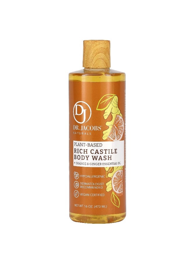 Dr. Jacobs Naturals, Plant-Based Rich Castle Body Wash, Orange & Ginger Essential Oil, 16 oz (473 ml)