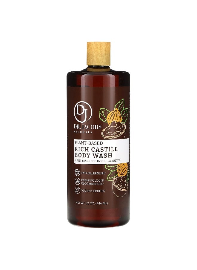 Dr. Jacobs Naturals, Plant-Based Rich Castile Body Wash, Organic Shea Butter, 32 oz (946 ml)