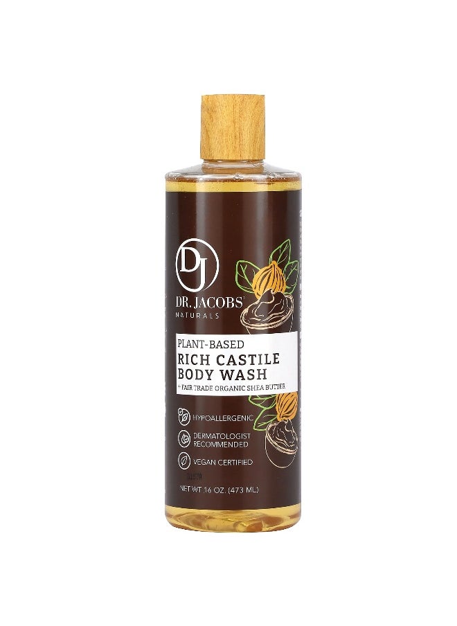Dr. Jacobs Naturals, Plant-Based Rich Castile Body Wash, Fair Trade Organic Shea Butter, 16 oz (473 ml)