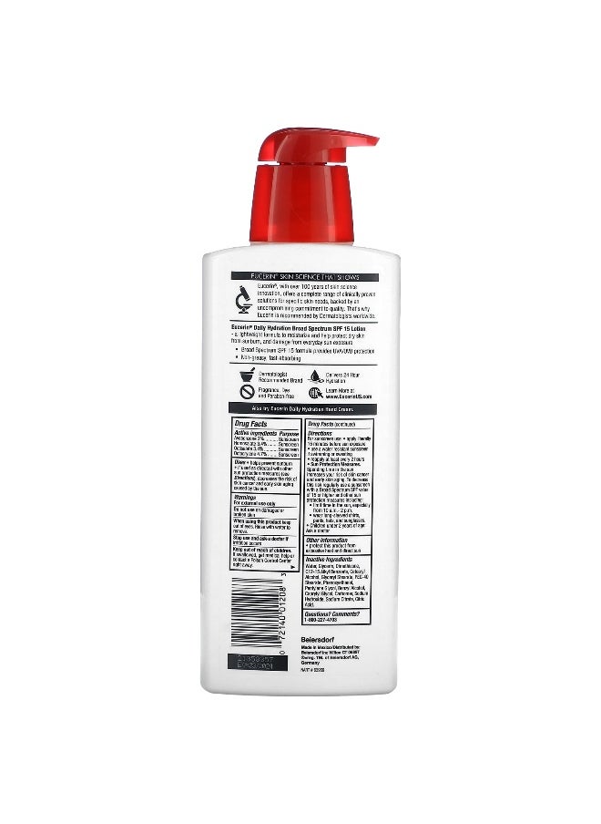 Eucerin, Daily Hydration Lotion, SPF 15, Fragrance Free, 16.9 fl oz (500 ml)
