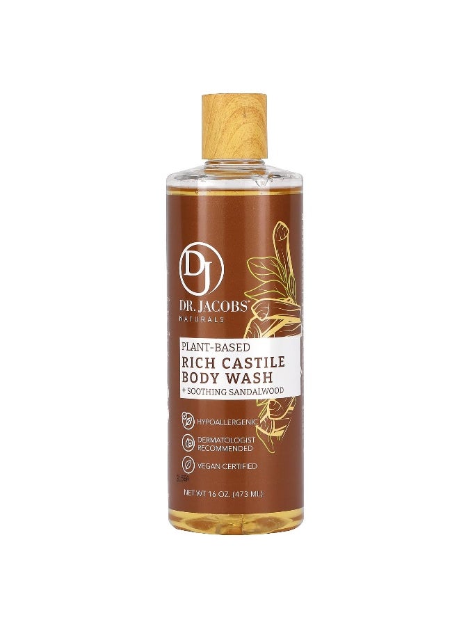Dr. Jacobs Naturals, Plant-Based Rich Castile Body Wash, Soothing Sandalwood, 16 oz (473 ml)