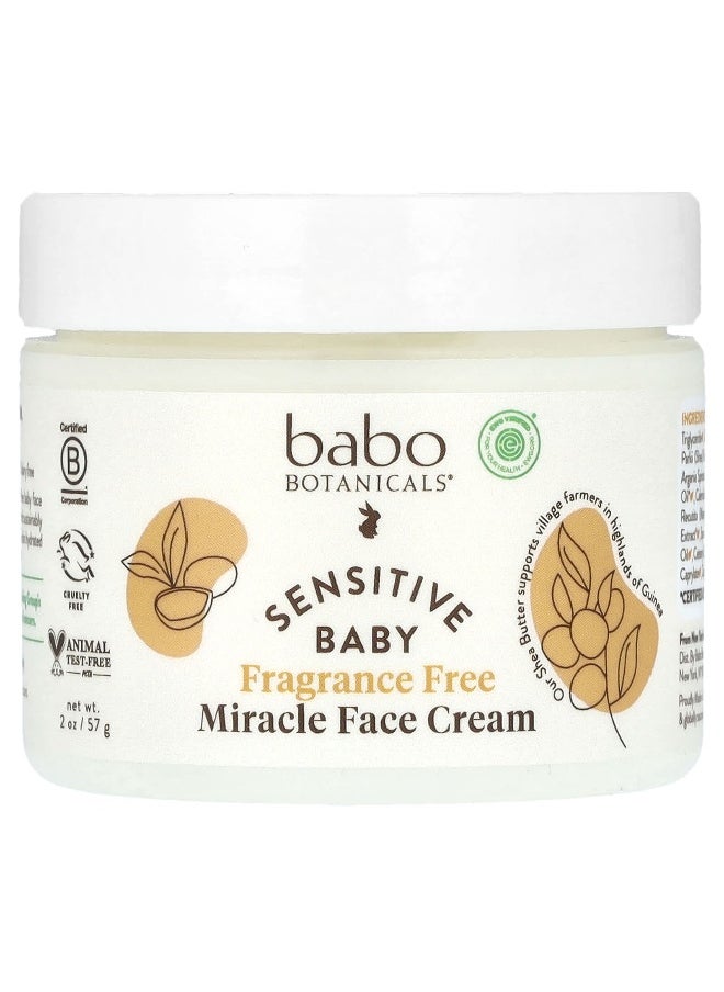 Babo Botanicals, Sensitive Baby Miracle Face Cream, Fragrance Free, 2 oz (57 g)