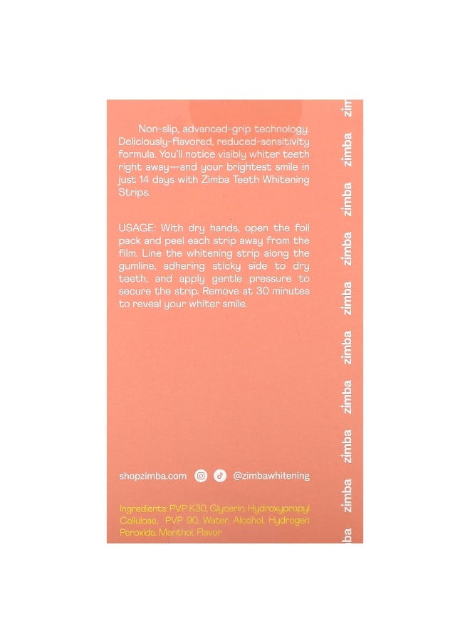 Zimba, Teeth Whitening Strips, Peach, 14 Treatments