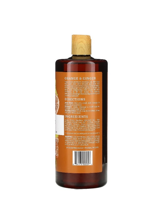 Dr. Jacobs Naturals, Plant-Based Rich Castile Body Wash, Orange & Ginger Essential Oil, 32 oz (946 ml)