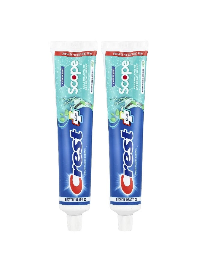 Crest, Plus Scope, Anticavity Fluoride Toothpaste, Minty Fresh Striped, 2 Pack, 5.4 oz (153 g)  Each