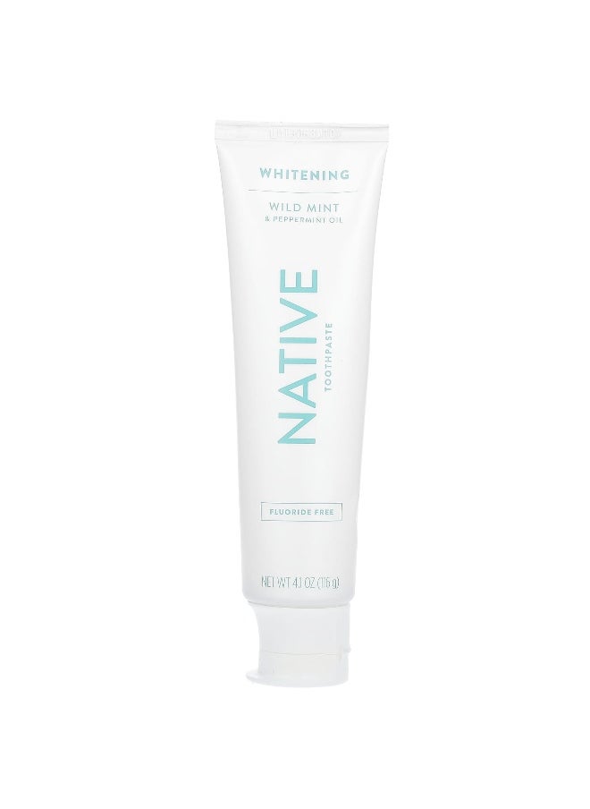 Native, Whitening Fluoride Free Toothpaste, Wild Mint & Peppermint Oil, 4.1 oz (116 g)