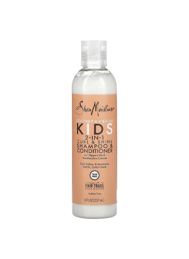 SheaMoisture, Kids 2-In-1 Curl & Shine Shampoo & Conditioner, Coconut & Hibiscus, 8 fl oz (237 ml)