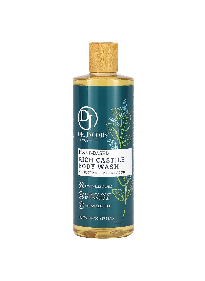 Dr. Jacobs Naturals, Plant-Based Rich Castle Body Wash, Peppermint Essential Oil, 16 oz (473 ml)