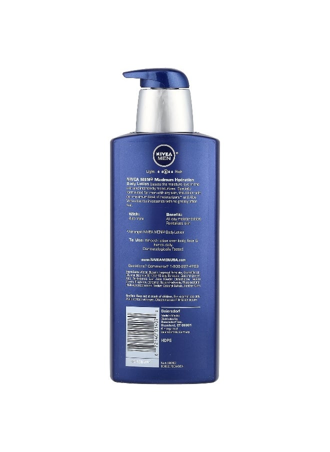 Nivea, Men, Maximum Hydration, Nourishing Lotion, Dry Skin, Aloe Vera, 16.9 fl oz (500 ml)