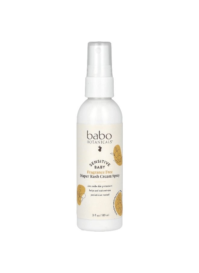 Babo Botanicals, Sensitive Baby, Diaper Rash Cream Spray, Fragrance Free, 3 fl oz (89 ml)