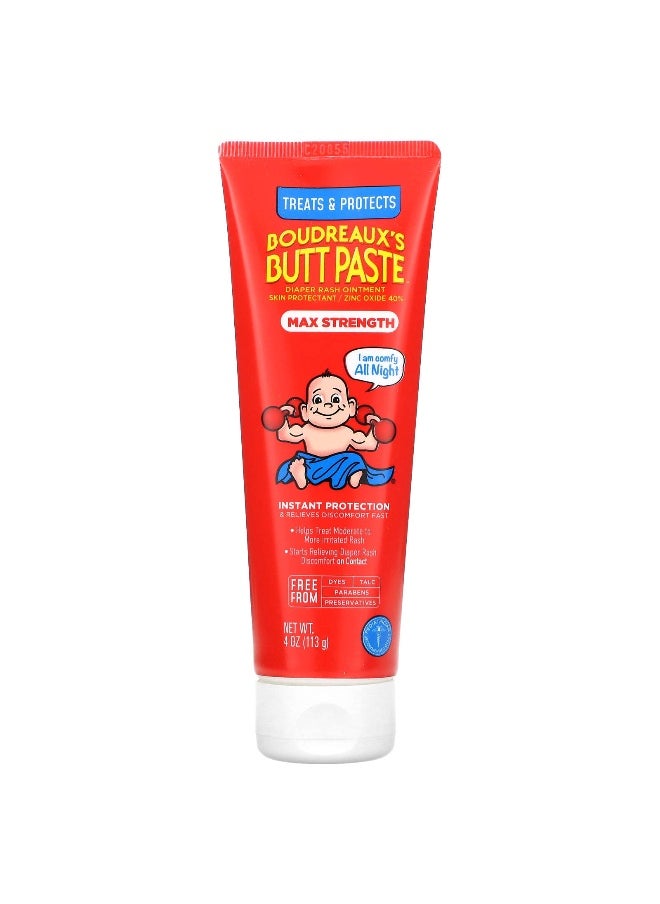 Boudreaux's Butt Paste, Diaper Rash Ointment, Max Strength, 4 oz (113 g)