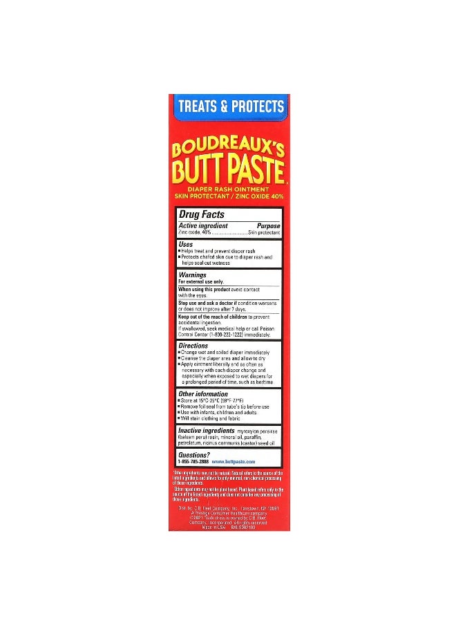 Boudreaux's Butt Paste, Diaper Rash Ointment, Max Strength, 4 oz (113 g)