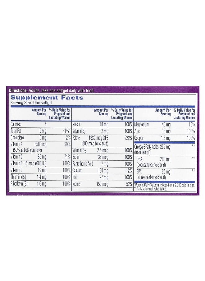 One-A-Day, Prenatal 1 with Folic Acid, DHA & Iron, Multivitamin/Multimineral Supplement, 30 Softgels