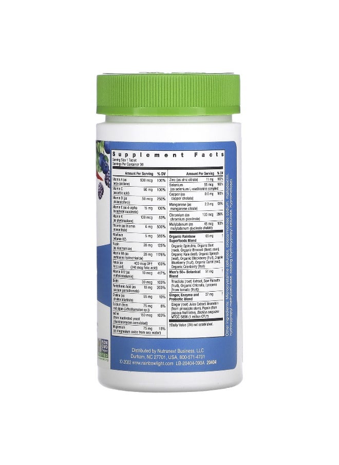 Rainbow Light, Men's One 50+ Daily Multivitamin, High Potency, 90 Vegetarian Tablets
