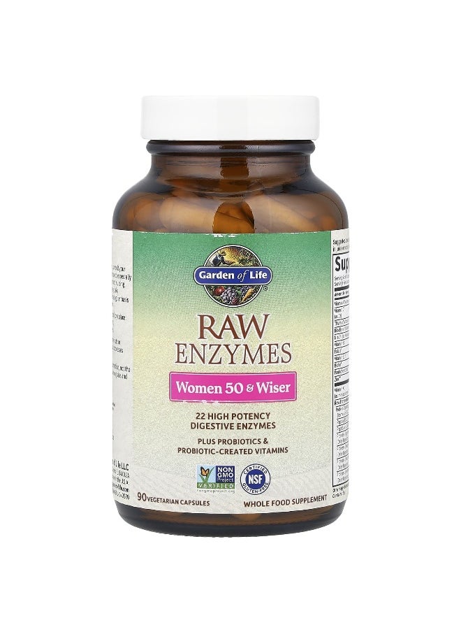 Garden of Life, RAW Enzymes, Women 50 & Wiser, 90 Vegetarian Capsules